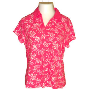 IZOD Hot Pink Peruvian Prep Tropical Leaf Polo Shirt Large